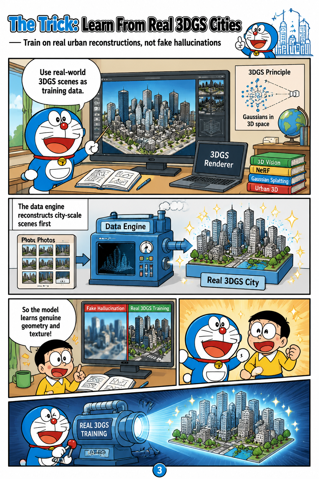 The Trick: Learn From Real 3DGS Cities
